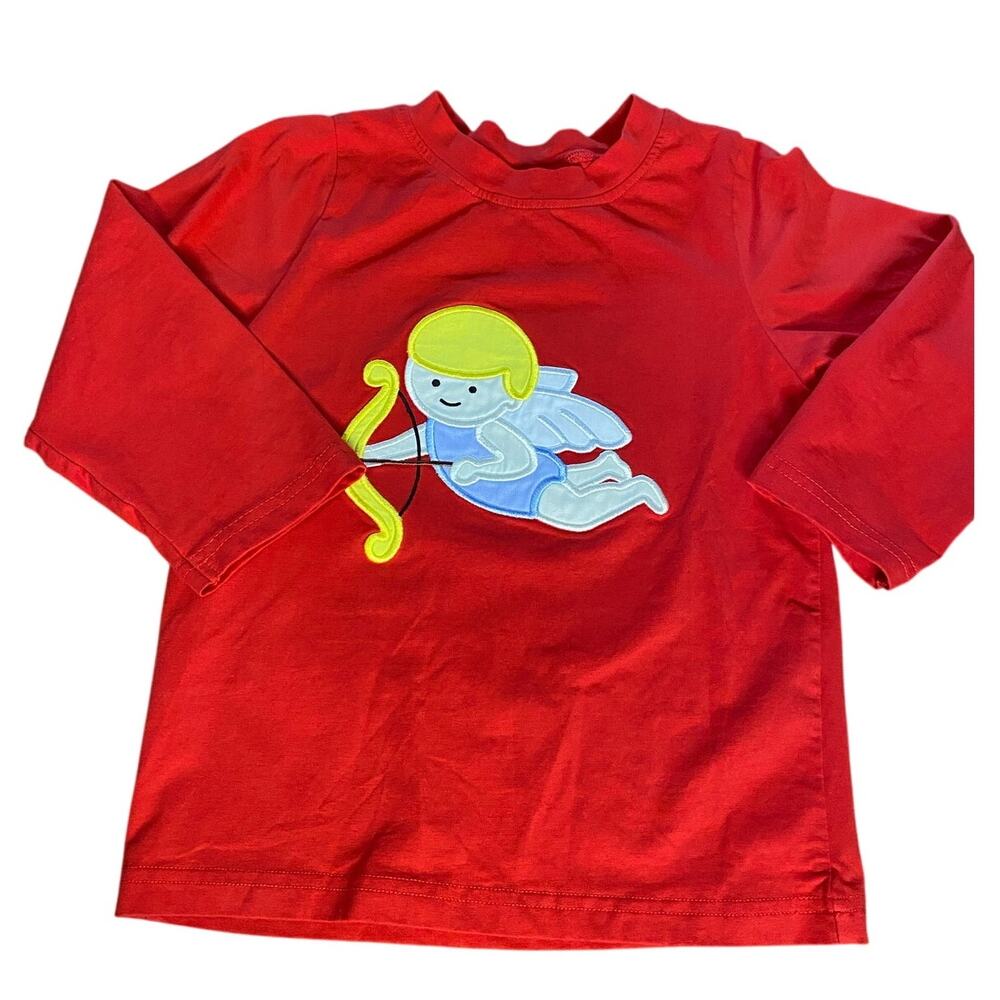 Busy Bee Smocks red long sleeve cupid embroidered shirt SIZE 4
